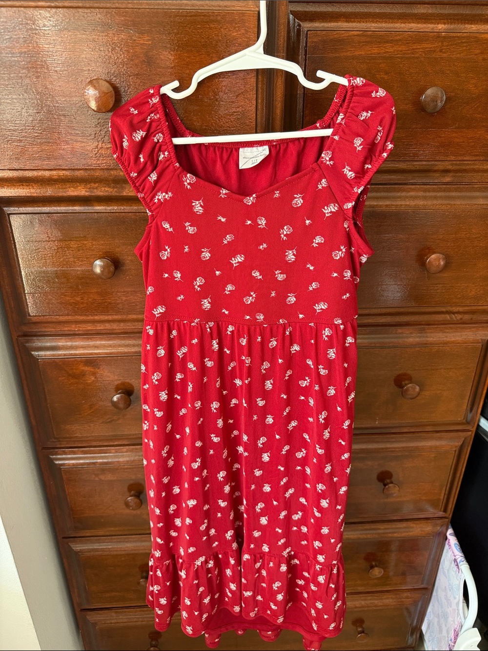 Abercrombie & Fitch Red Floral Ruffle-Hem Girls Dress